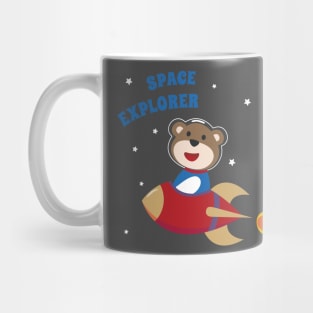 cute bear astronaut play with his rocket Mug